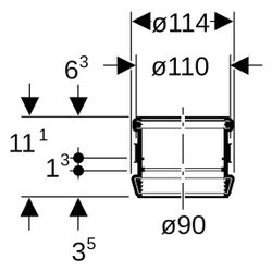 Geberit Stütz- und Dehnmuffe Silent-db20, DN 90, PP, Schwarz, 308002141... GEBERIT-308002141 4025416084501 (Abb. 1)