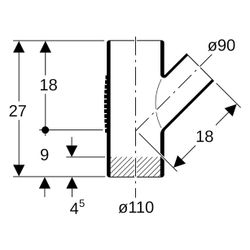Geberit Silent-db20 Abzweig 45 Grad, 110x90mm, PE-S2, Schwarz, 310084141... GEBERIT-310084141 4025416085133 (Abb. 1)