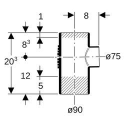 Geberit Silent-db20 Abzweig 88,5 Grad 90x75mm, PE-S2, Schwarz, 308078141... GEBERIT-308078141 4025416084600 (Abb. 1)