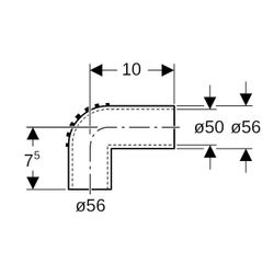 Geberit Silent db20 Anschlussbogen 90 Grad verlängert, d 56mm, di 50mm... GEBERIT-305905141 4025416090052 (Abb. 1)