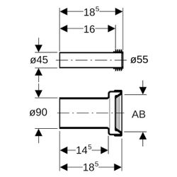 Geberit Anschlussset für Wand-WC, Länge 18,5cm, mit Lippendichtung Außendurchmesser ... GEBERIT-152404461 4025416018605 (Abb. 1)