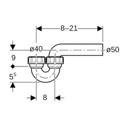 Geberit Siphon Rohrbogengeruchsverschluss für Ausgussbecken, Quetschverschraubung Ei... GEBERIT-152033161 4025416016670 (Abb. 1)