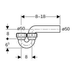 Geberit Rohrbogengeruchsverschluss für Ausgussbecken, Einlauf vertikal, Abgang horiz... GEBERIT-152039161 4025416016731 (Abb. 1)