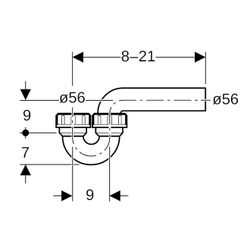 Geberit Siphon Rohrbogengeruchsverschluss für Ausgussbecken, Quetschverschraubung Ei... GEBERIT-152044161 4025416016786 (Abb. 1)