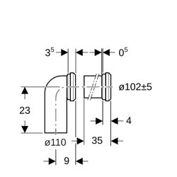 Geberit Set Anschlussbogen 90 Grad mit Verlängerung Außendurchmesser 110mm... GEBERIT-152647001 4025416019725 (Abb. 1)