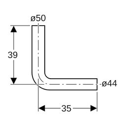 Geberit Spülbogen 90 Grad tiefhängend Außendurchmesser 50mm, X 39cm, X1 35cm, Alpinw... GEBERIT-118006111 4025416006459 (Abb. 1)