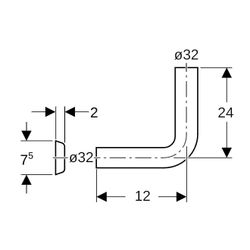 Geberit Spülbogen 90 Grad hochhängend, mit Rosette Außendurchmesser 32mm, Alpinweiß... GEBERIT-119610111 4025416008392 (Abb. 1)