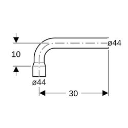 Geberit Spülbogenverlängerung 90 Grad mit Steckmuffe Außendurchmesser 44mm, Alpinwei... GEBERIT-118011111 4025416006688 (Abb. 1)