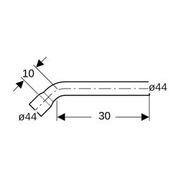 Geberit Spülbogenverlängerung 45 Grad, 30x10cm, mit Steckmuffe Außendurchmesser 44mm... GEBERIT-118020111 4025416006879 (Abb. 1)