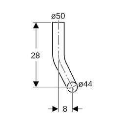 Geberit Spülbogen 90 Grad, 28x21cm, rechts gekröpft, Außendurchmesser 50mm, A 8cm, A... GEBERIT-118113111 4025416007494 (Abb. 1)