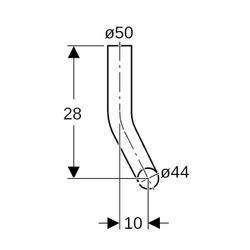 Geberit Spülbogen 90 Grad, 28x21cm, rechts gekröpft, Außendurchmesser 50mm, A 10cm, ... GEBERIT-118114111 4025416007531 (Abb. 1)