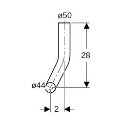 Geberit Spülbogen 90 Grad, 28x21cm, links gekröpft, Außendurchmesser 50mm, A 2cm, Al... GEBERIT-118120111 4025416007708 (Abb. 1)