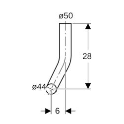 Geberit Spülbogen 90 Grad, 28x21cm, links gekröpft, Außendurchmesser 50mm, A 6cm, Al... GEBERIT-118122111 4025416007760 (Abb. 1)