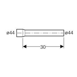 Geberit Spülbogenverlängerung gerade, mit Steckmuffe Außendurchmesser 44mm, Bahama-B... GEBERIT-118131101 4025416008002 (Abb. 1)