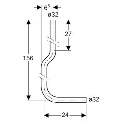 Geberit Spülbogenset 90 Grad, 156x24cm, gekröpft Außendurchmesser 32mm, Alpinweiß... GEBERIT-119504111 4025416008323 (Abb. 1)