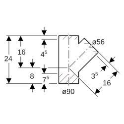 Geberit Abzweig 45 Grad, 90x56mm, PE-HD, Schwarz, 366115161... GEBERIT-366115161 4025416029090 (Abb. 1)