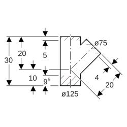Geberit Abzweig PE 45 Grad, 125x75mm, PE-HD, Schwarz, 368125161... GEBERIT-368125161 4025416033455 (Abb. 1)