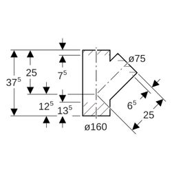 Geberit PE Abzweig 45 Grad, 160x75mm, PE-HD, Schwarz, 369125161... GEBERIT-369125161 4025416034421 (Abb. 1)