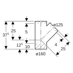 Geberit Abzweig 45 Grad, 160x125mm, PE-HD, Schwarz, 369139161... GEBERIT-369139161 4025416034551 (Abb. 1)