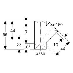 Geberit Abzweig 45 Grad, 250x160mm, PE-HD, Schwarz, 371145161... GEBERIT-371145161 4025416036067 (Abb. 1)