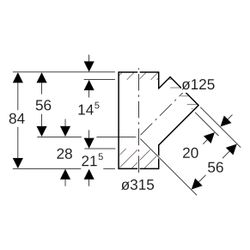 Geberit PE Abzweig 45 Grad, 315x125mm, PE-HD, Schwarz, 372139161... GEBERIT-372139161 4025416036524 (Abb. 1)