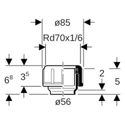 Geberit PE Gewindestutzen mit Quetschverschraubung Außendurchmesser 56mm... GEBERIT-363740161 4025416025207 (Abb. 1)