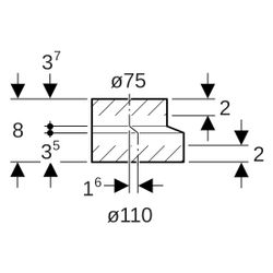 Geberit Reduktion exzentrisch kurz, 110x75mm, PE-HD, Schwarz, 367576161... GEBERIT-367576161 4025416031802 (Abb. 1)