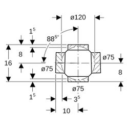 Geberit PE Kugelabzweig 88,5 Grad zweifach, Anschlüsse 180 Grad versetzt D 75mm, D1 ... GEBERIT-365275161 4025416027300 (Abb. 1)