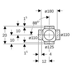 Geberit PE Kugelabzweig 88,5 Grad dreifach, Anschlüsse 90 Grad versetzt Außendurchme... GEBERIT-368605161 4025416033912 (Abb. 1)