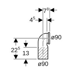 Geberit PE Anschlussbogen 90 Grad für Wand-WC, mit Erweiterung Außendurchmesser 90mm... GEBERIT-366925161 4025416030300 (Abb. 1)