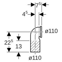 Geberit PE Anschlussbogen 90 Grad für Wand-WC, mit Erweiterung D 110mm, D1 110mm... GEBERIT-367792161 4025416032359 (Abb. 1)