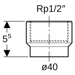 Geberit PE Übergang mit Innengewinde, DN 40, 40mm x Rp 1/2", PE-HD, Schwarz... GEBERIT-360719161 4025416021780 (Abb. 1)