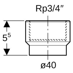 Geberit PE Übergang mit Innengewinde, DN 40, Rp 3/4", PE-HD, Schwarz, 360720161... GEBERIT-360720161 4025416021797 (Abb. 1)