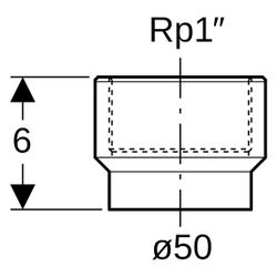 Geberit PE Übergang mit Innengewinde, DN 50, 50mm, Rp 1", PE-HD, Schwarz, 361721161... GEBERIT-361721161 4025416022824 (Abb. 1)