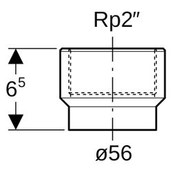 Geberit Übergang mit Innengewinde, 56mm, Rp 2", PE-HD, Schwarz, 363724161... GEBERIT-363724161 4025416025177 (Abb. 1)