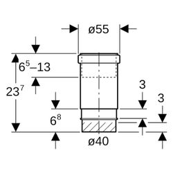 Geberit Langmuffe PE, DN 40, 40mm, PE-HD, Schwarz, 360700161... GEBERIT-360700161 4025416021773 (Abb. 1)