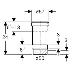 Geberit Langmuffe mit Doppelbund, DN 50, 50mm, PE-HD, Schwarz, 361700161... GEBERIT-361700161 4025416022794 (Abb. 1)