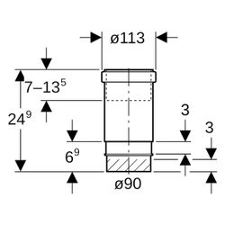 Geberit PE Langmuffe mit Doppelbund, DN 90, 90mm, PE-HD, Schwarz, 366700161... GEBERIT-366700161 4025416029526 (Abb. 1)