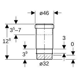 Geberit Langmuffe mit Doppelbund, 32mm, PE-HD, Schwarz, 379791161... GEBERIT-379791161 4025416037194 (Abb. 1)