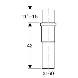 Geberit Langmuffe PE, DN 150, 160mm, 420mm, PE-HD, Schwarz, 369701161... GEBERIT-369701161 4025416035022 (Abb. 1)