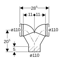 Geberit PE Doppelanschlussbogen 90 Grad für Wand-WC, d 110mm, d1 110mm... GEBERIT-367903161 4025416033073 (Abb. 1)