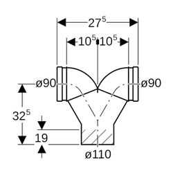 Geberit PE Doppelanschlussbogen 90 Grad für Wand-WC, d 110mm, d1 90mm... GEBERIT-367923161 4025416033134 (Abb. 1)