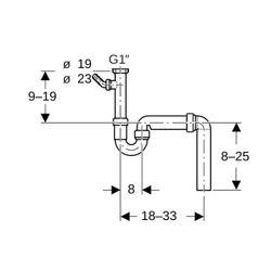 Geberit Siphon Rohrbogengeruchsverschluss für Spülbecken, Winkelschlauchtülle Abgang... GEBERIT-152556111 4025416001003 (Abb. 1)