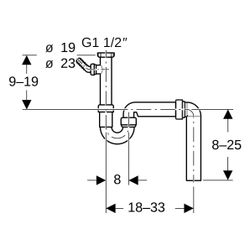 Geberit Siphon Rohrbogengeruchsverschluss für Spülbecken, Winkelschlauchtülle Abgang... GEBERIT-152556111 4025416001003 (Abb. 1)