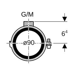 Geberit Silent db20 Rohrschelle gedämmt, mit Gewindemuffe M10, G 1/2" di 90mm, G 1/2... GEBERIT-308812261 4025416089988 (Abb. 1)