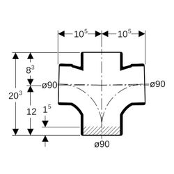 Geberit Silent db20 Bogenabzweig 88,5 Grad zweifach d 90mm, d1 90mm... GEBERIT-308082141 4025416503958 (Abb. 1)