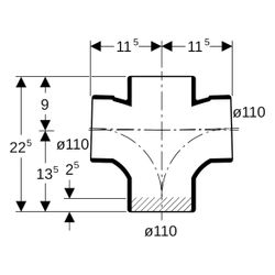 Geberit Silent db20 Bogenabzweig 88,5 Grad zweifach D 110mm, D1 110mm, 310102141... GEBERIT-310102141 4025416085164 (Abb. 1)