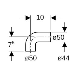 Geberit PE Anschlussbogen 90 Grad für Manschette Außendurchmesser 50mm... GEBERIT-361080161 4025416022428 (Abb. 1)