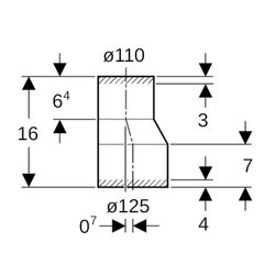 Geberit PE Reduktion exzentrisch, lang Außendurchmesser 125mm... GEBERIT-368584161 4025416033875 (Abb. 1)
