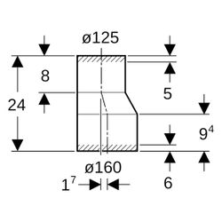 Geberit Reduktion exzentrisch PE-HD, 160x125mm, 240mm, Schwarz, 369587161... GEBERIT-369587161 4025416034971 (Abb. 1)